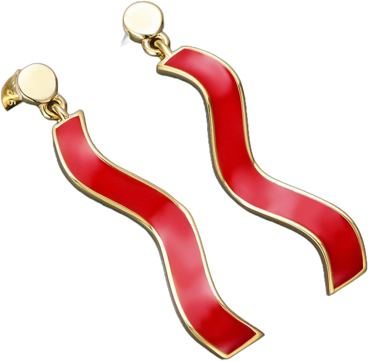 18K Gold Plated Sterling Silver Bar Earrings Simple Dangle Earrings for Women-0-3