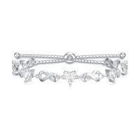 wholesale 925 Sterling Silver 12 Gemstone Infinity Love Birthstone Bracelet Heart Cut Adjustable for Women Mother Daughter Wife-Apr-White