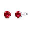 wholesale 925 Sterling Silver Ruby Red Gemstone Stud Earrings for Women Girls Gift Boxed-0-0