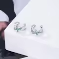 wholesale  925 Sterling Silver & Turquoise Cross Ear Cuff Non-Pierced Cartilage Clip-On Helix Earrings Wholesale for Women Faith Fashion Jewelry Gift-0-1