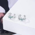 wholesale 925 Sterling Silver Turquoise Cross Hoop Earrings For Women-0-1