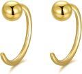 wholesale 14k Gold Minimalist Half Huggie Hoop Earrings for Women Dainty Gold Piercing Studs Hypoallergenic s for Girls and Teens-0-0