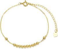wholesale  14K Solid Gold Yellow Adjustable Link Bead Bracelets for Women Jewelry Gifts -12*3mm beads