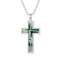 wholesale 925 Sterling Silver Faith Cross Pendant Necklace Blue Sandstone White Gold Plated-0-25