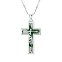 wholesale 925 Sterling Silver Cross Pendant With Turquoise Inlay-C1-Natural Moss Agate