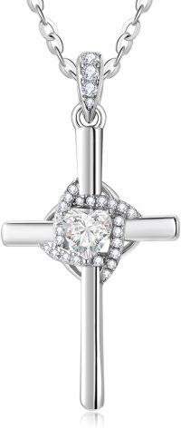 wholesale 925 Sterling Silver White Gold Plated Infinity Cross Birthstone Pendant Jewelry for Women-04-Apr Birthstone