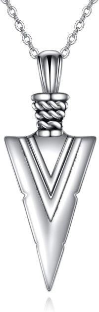 wholesale 925 Sterling Silver Norse Viking Triangle Arrowhead Pendant Necklace with Chain-Arrowhead