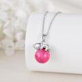 wholesale 925 Sterling Silver Pink Jade Pig Charm Necklace Animal s for Women-0-3