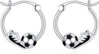 wholesale 925 Sterling Silver Metal Sports Ball and Shoe Design Hoop Earrings - Soccer Baseball Tennis Gift for Her-Soccer Earrings