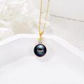 wholesale 14K Gold Black Freshwater Pearl & Diamond Pendant Necklace for Women (Length: Adjustable)-0-2