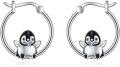 wholesale 925 Sterling Silver Penguin Huggie Hoop Earrings for Women Girls-0-0