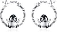 wholesale 925 Sterling Silver Penguin Huggie Hoop Earrings for Women Girls-Penguin