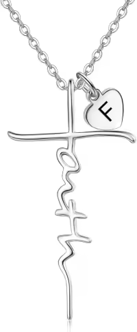 wholesale Sterling Silver Birthstone Faith Cross Pendant Necklace for Women-F-F