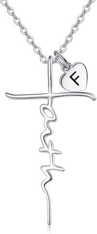 wholesale 925 Sterling Silver Heart Cross Ekg Necklace-F-F