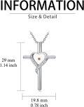 wholesale 925 Sterling Silver Heart-Shaped Cross Pendant with Natural Mustard Seed and Cubic Zirconia - Christian Faith  for Women & Moms-0-5