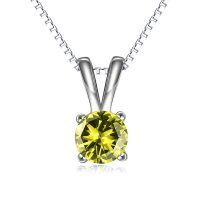 wholesale 925 Sterling Silver Pendant Necklace Wholesale With Green Gemstone And Chain-August-Peridot