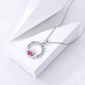 wholesale 925 Sterling Silver Claddagh Necklace w Simulated Birthstone Celtic Knot Heart Pendant-0-2