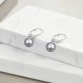 wholesale 925 Sterling Silver Grey Freshwater Cultured Pearl Leverback Dangle Drop Earrings for Women-0-2