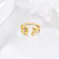 wholesale 14K Gold Adjustable Sunflower Open Ring Jewelry Gift for Women Her-0-23