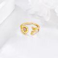 wholesale 14K Gold Adjustable Bee and Daisy Flower Open Ring  for Women Her-0-23