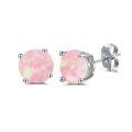 wholesale 925 Sterling Silver Green Fire Opal Round Stud Earrings - Multiple Sizes & Colors for Women Men Gifts-0-9