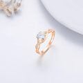 wholesale 14k Rose Gold Ring With Round Lab Diamond And Pave Band-0-3