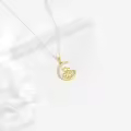 wholesale 14K Gold Moon & Cats Heart Pendant Necklace for Women Mothers Day Gifts-0-3