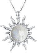 wholesale 925 Sterling Silver & Larimar Sun Charm Necklace – Rhodium Plated, 18.2 Inch -0-0