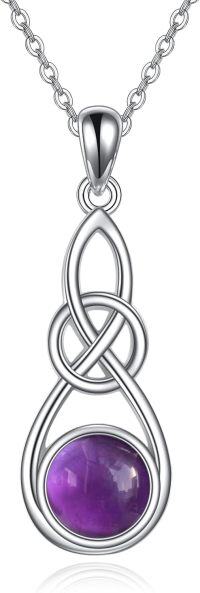 wholesale 925 Sterling Silver Purple Amethyst Celtic Knot Pendant Necklace s for Women-Amethyst