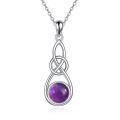wholesale 925 Sterling Silver Purple Amethyst Celtic Knot Pendant Necklace s for Women-0-0