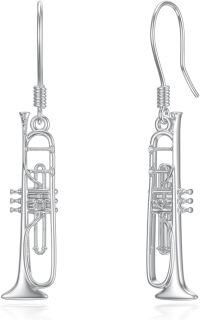 wholesale 925 Sterling Silver Trumpet Shaped Dangle Earrings - Music  for Her-Trumpet