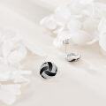 wholesale 925 Sterling Silver Black Enamel and Cubic Zirconia Sporty Stud Earrings for Women-0-3