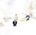 wholesale 14K Gold Black Pearl Leverback Hoop Earrings for Women Anniversary Gift-0-3