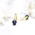 wholesale 14K Gold Black Pearl Leverback Hoop Earrings for Women Anniversary Gift-0-3