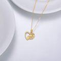 wholesale 14K Gold Heart Shaped Mother and Daughter Pendant Necklace - 16 Chain-0-3