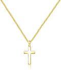 wholesale Gold 925 Sterling Silver Cross Pendant Necklace with Curb Chain for Men & Women - 24 Length-0-0