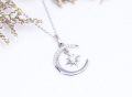 wholesale 14k Gold Crescent Moon & North Star Pendant Necklace 16+1+1 inch Chain s for Women-0-3