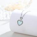 wholesale 925 Sterling Silver Opal Heart Shape Pendant Necklace with Chain for Women Girls  45cm Length-0-1