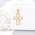 wholesale 925 Sterling Silver Plated Gold  Square Ruby Gothic Cross Pendant Necklace for Women - Statement s-0-1