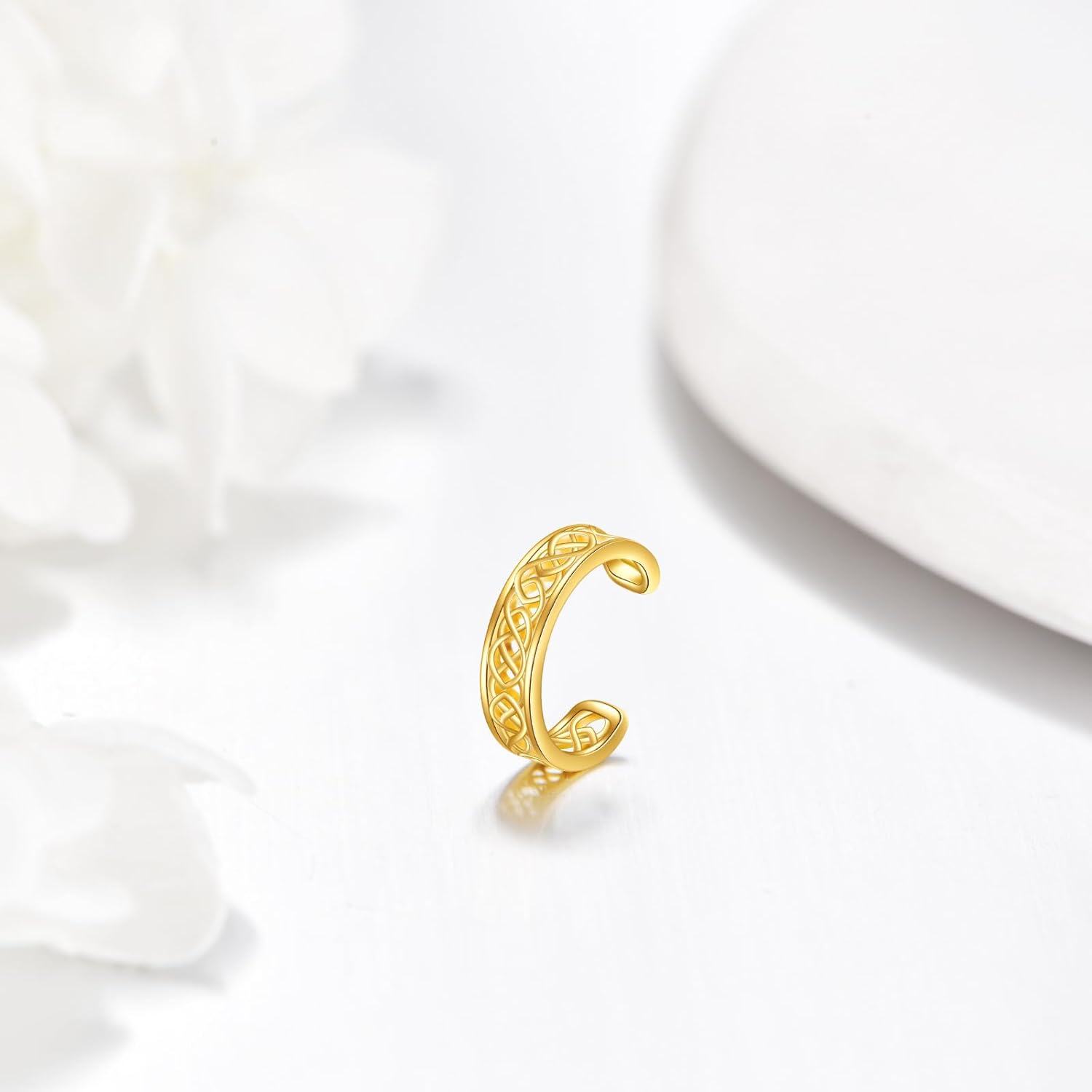 Gold Celtic Knot Design Non-Piercing Ear Wrap Cuffs for Women-0-2