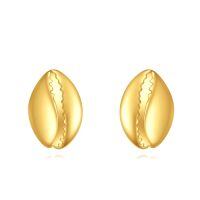 wholesale 14k Gold Polished Cowrie Shell Stud Earrings For Women-Seashell Stud Earrings