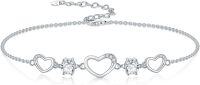wholesale 925 Sterling Silver Crystal Heart Charm Bracelet with Mother's Day Gifts for Women and Girls-Hearts