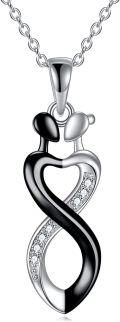 wholesale 925 Sterling Silver Infinity Heart Couple Pendant Necklaces for Women Valentines Gift Ideas-0-6