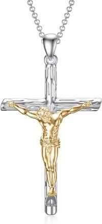wholesale 925 Sterling Silver Gold Plated Jesus Christ Crucifix Pendant Necklaces for Men/Women Christian Gifts Religious Jewelry with Chain 24 + Extender-Crucifix_Gold