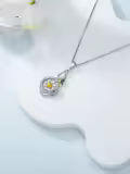 TOUPOP Sterling Silver Rose Sunflower Daisy Rotatable Fidget Pendant Necklace-0-4