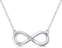 wholesale 925 Sterling Silver Infinity Pendant with Single Cubic Zirconia Accent - 18 Chain + Extender-infinity-diamond