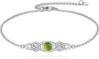 wholesale 925 Sterling Silver Celtic Knot Bracelet w Mustard Seed Moonstone Birthstone-C-Peridot