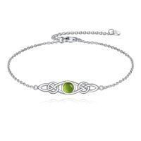 wholesale 925 Sterling Silver Celtic Knot Bracelet w Mustard Seed Moonstone Birthstone-C-Peridot