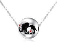 wholesale 925 Sterling Silver Elephant Family Keepsake Jewelry for Women - 18 Chain Length (Black & Red)-Elephant Urn Necklace