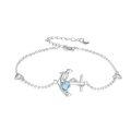 wholesale 925 Sterling Silver Anchor Bracelet With Blue Crystal Heart Charm-0-0